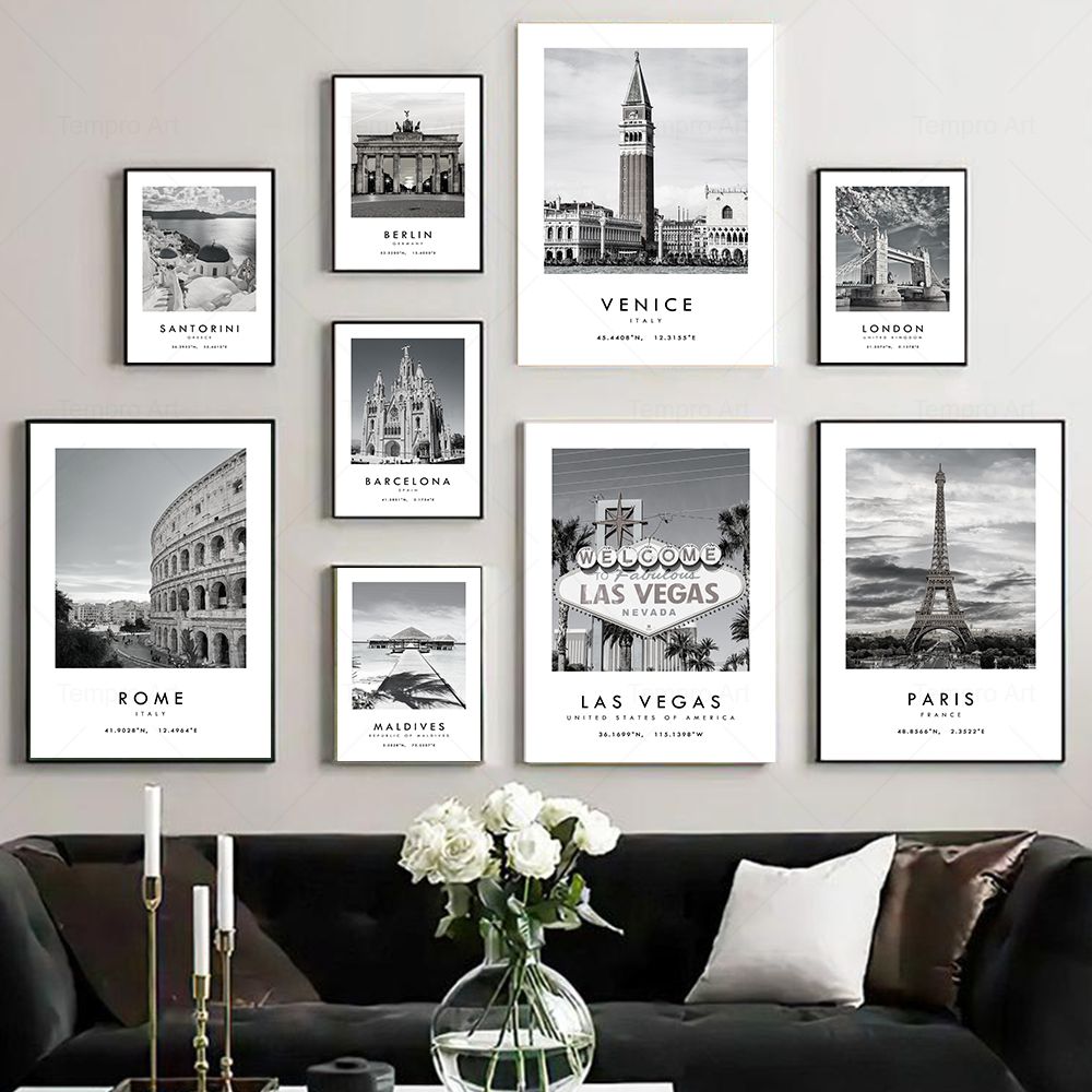 Star Map Poster - Preto branco cidade viagem fotografia cartaz