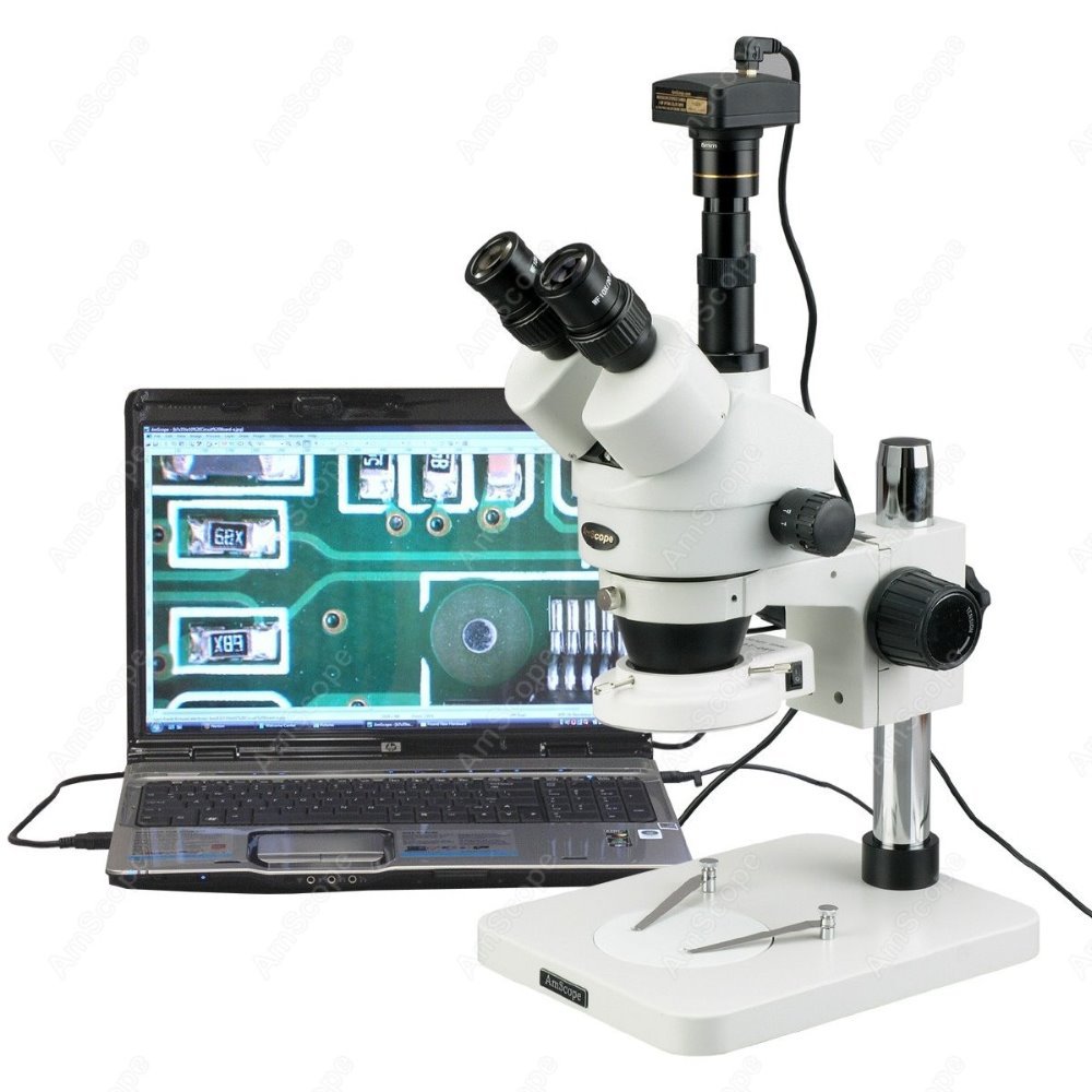 Amscope Microscope Stereo 7X-45X - Microscópio Estéreo Trinocular AmScope com Zoom