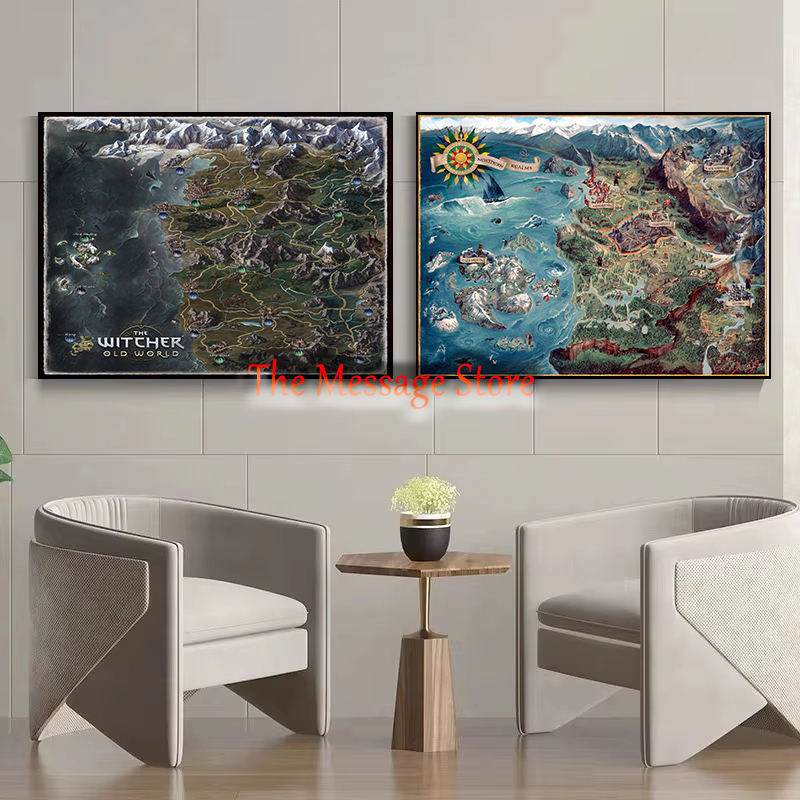 Witcher mapa do mundo continen - Star Map Poster avaliação e preço